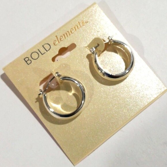 Bold Elements Elegant Silver-tone Chunky Hoop Earrings - Women's Fashion Jewelry - Picture 1 of 7